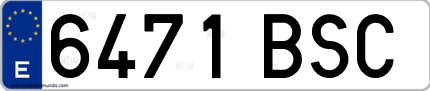 Ejemplo de matrícula de coche ordinaria 6471 BSC