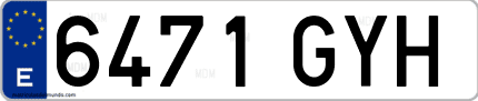 Ejemplo de matrícula de coche ordinaria 6471 GYH