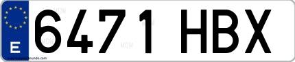 Ejemplo de matrícula española 6471 HBX