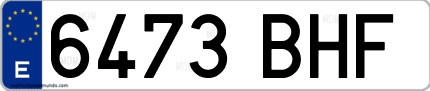 Ejemplo de matrícula de coche ordinaria 6473 BHF