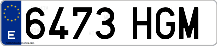 Ejemplo de matrícula de coche ordinaria 6473 HGM