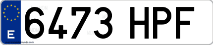 Ejemplo de matrícula de coche ordinaria 6473 HPF