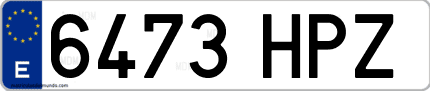 Ejemplo de matrícula de coche ordinaria 6473 HPZ