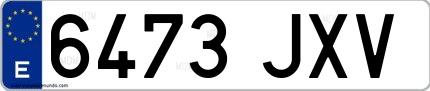 Ejemplo de matrícula española 6473 JXV