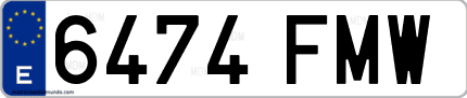 Ejemplo de matrícula de coche ordinaria 6474 FMW