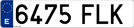 Ejemplo de matrícula de coche ordinaria 6475 FLK