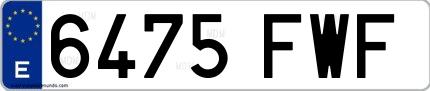 Ejemplo de matrícula de coche ordinaria 6475 FWF