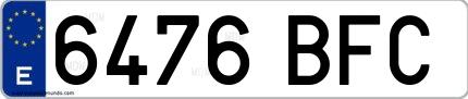 Ejemplo de matrícula española 6476 BFC