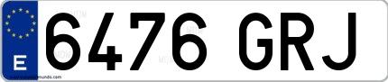 Ejemplo de matrícula española 6476 GRJ