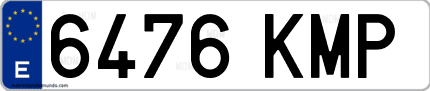 Ejemplo de matrícula de coche ordinaria 6476 KMP