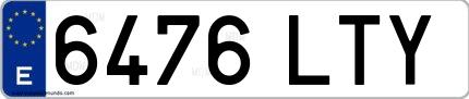 Ejemplo de matrícula de coche ordinaria 6476 LTY