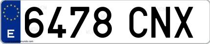 Ejemplo de matrícula española 6478 CNX