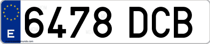 Ejemplo de matrícula de coche ordinaria 6478 DCB