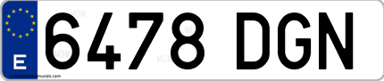 Ejemplo de matrícula de coche ordinaria 6478 DGN