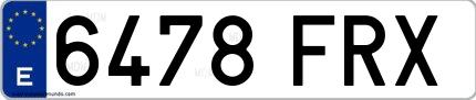 Ejemplo de matrícula española 6478 FRX