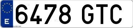 Ejemplo de matrícula española 6478 GTC