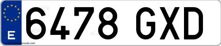Ejemplo de matrícula española 6478 GXD