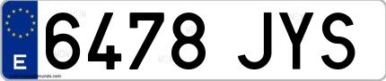 Ejemplo de matrícula española 6478 JYS