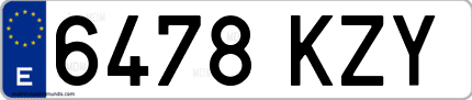 Ejemplo de matrícula de coche ordinaria 6478 KZY