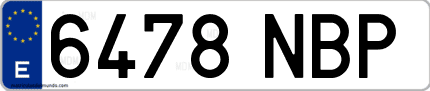 Ejemplo de matrícula de coche ordinaria 6478 NBP