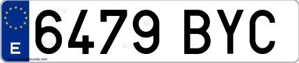 Ejemplo de matrícula española 6479 BYC