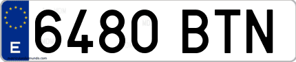 Ejemplo de matrícula de coche ordinaria 6480 BTN