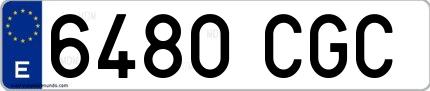 Ejemplo de matrícula española 6480 CGC
