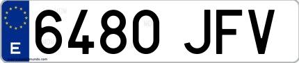 Ejemplo de matrícula española 6480 JFV