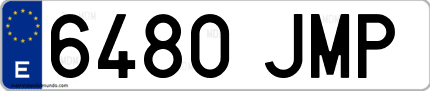 Ejemplo de matrícula de coche ordinaria 6480 JMP