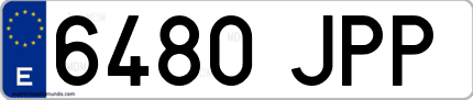 Ejemplo de matrícula de coche ordinaria 6480 JPP