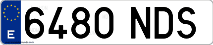 Ejemplo de matrícula de coche ordinaria 6480 NDS