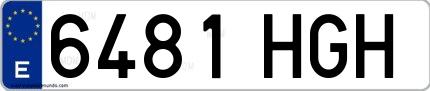 Ejemplo de matrícula española 6481 HGH
