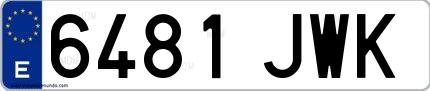 Ejemplo de matrícula española 6481 JWK