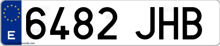 Ejemplo de matrícula de coche ordinaria 6482 JHB