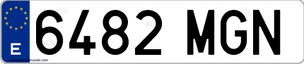 Ejemplo de matrícula de coche ordinaria 6482 MGN