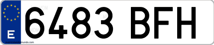 Ejemplo de matrícula de coche ordinaria 6483 BFH