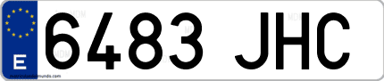 Ejemplo de matrícula de coche ordinaria 6483 JHC