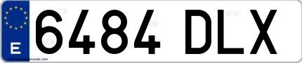 Ejemplo de matrícula española 6484 DLX