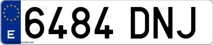 Ejemplo de matrícula española 6484 DNJ