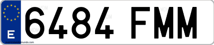 Ejemplo de matrícula de coche ordinaria 6484 FMM
