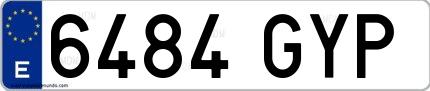 Ejemplo de matrícula española 6484 GYP