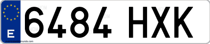 Ejemplo de matrícula de coche ordinaria 6484 HXK