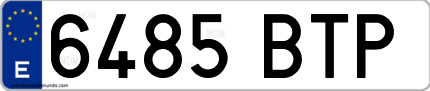 Ejemplo de matrícula de coche ordinaria 6485 BTP