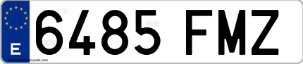 Ejemplo de matrícula de coche ordinaria 6485 FMZ