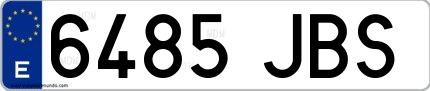 Ejemplo de matrícula española 6485 JBS