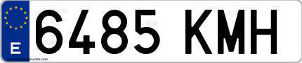 Ejemplo de matrícula de coche ordinaria 6485 KMH