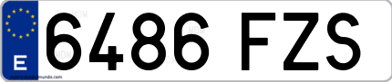 Ejemplo de matrícula de coche ordinaria 6486 FZS