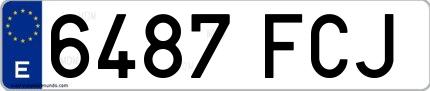 Ejemplo de matrícula de coche ordinaria 6487 FCJ