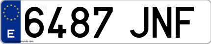 Ejemplo de matrícula de coche ordinaria 6487 JNF