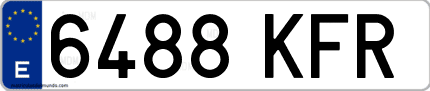 Ejemplo de matrícula de coche ordinaria 6488 KFR